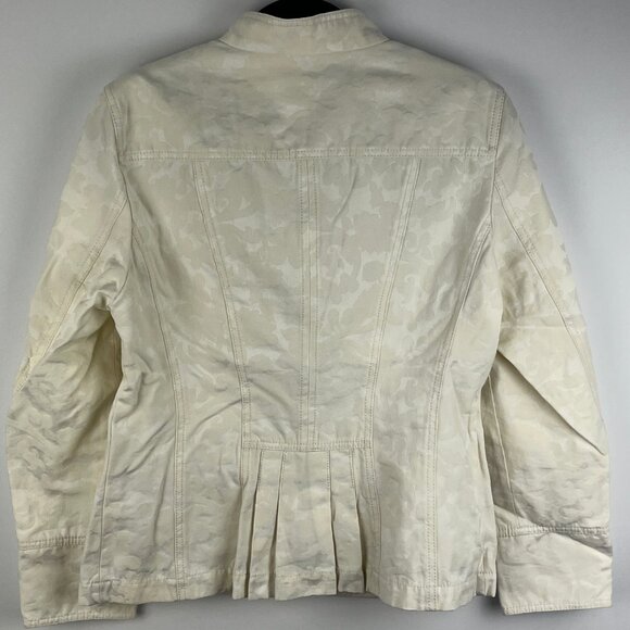 Delmod Blazer Jacket Size 8 Creamy White Long Sleeve Button Up Floral Pattern - Picture 6 of 8